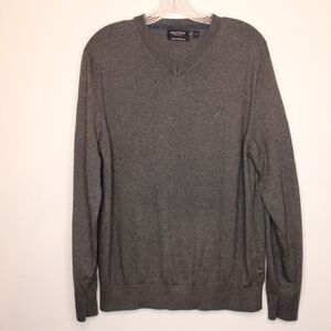Nautica V Neck Sweater Luxury Performance Medium Gray